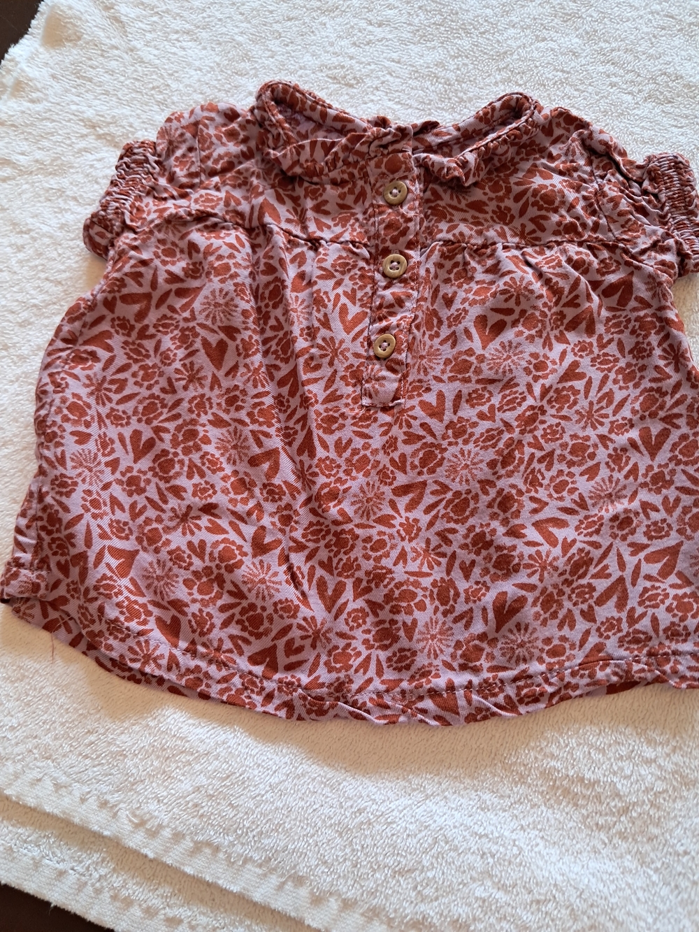Carter's Dusty Rose Floral Button-Up Baby Top